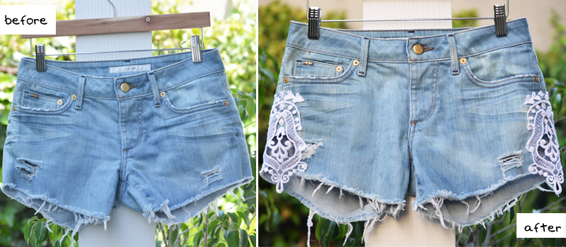 blue jean shorts with lace
